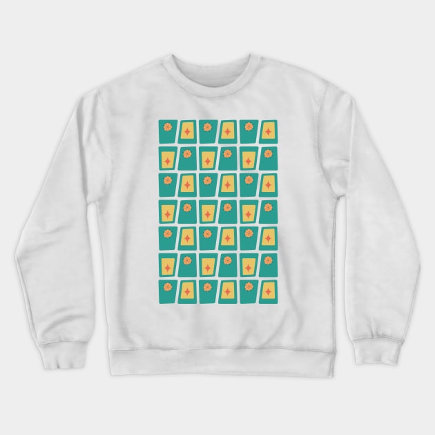 Mid Century Funky Blocks 2 in Charcoal, Teal, Yellow and Orange Crewneck Sweatshirt by tramasdesign